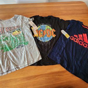 Size 6 Adidas, AC DC and Mount Rushmore kids shirts
